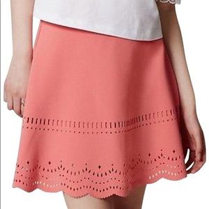 LOFT Pink Laser Cut Scallop Hem Knee-length Skirt